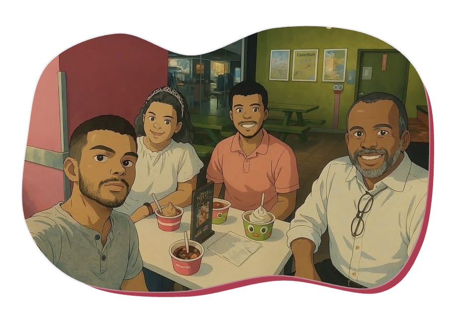 Ilustración de la familia detrás de MojiStoreUSA · Illustration of the family behind MojiStoreUSA